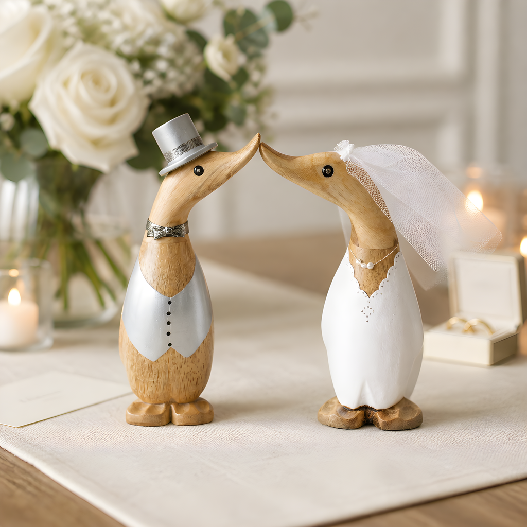 Wedding Ducklings by Dcuk - Personalised Handcrafted Bamboo Root Figurines