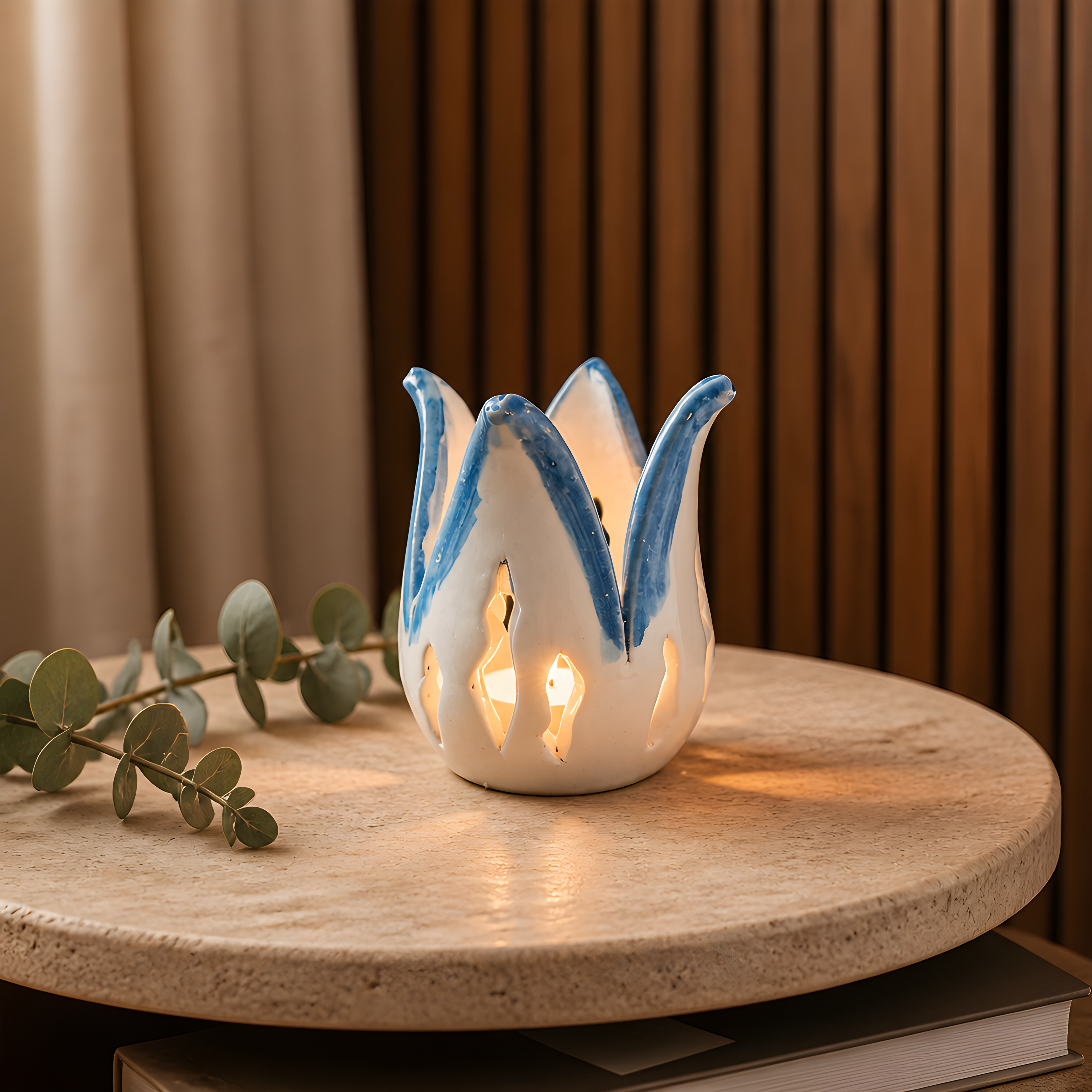 Handcrafted Ceramic Tulip Tealight Holder — Cyprus
