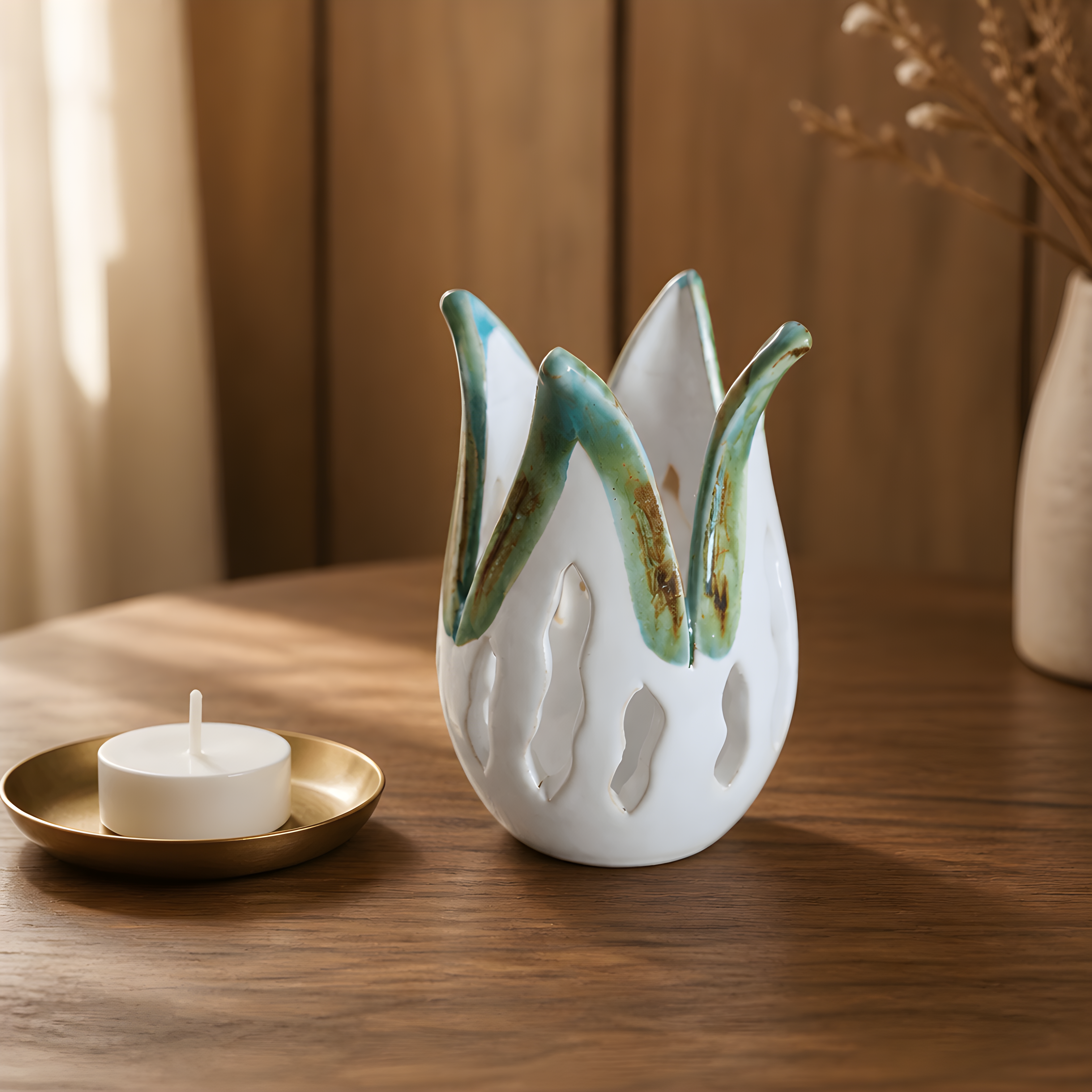 Handcrafted Ceramic Tulip Tealight Holder — Cyprus