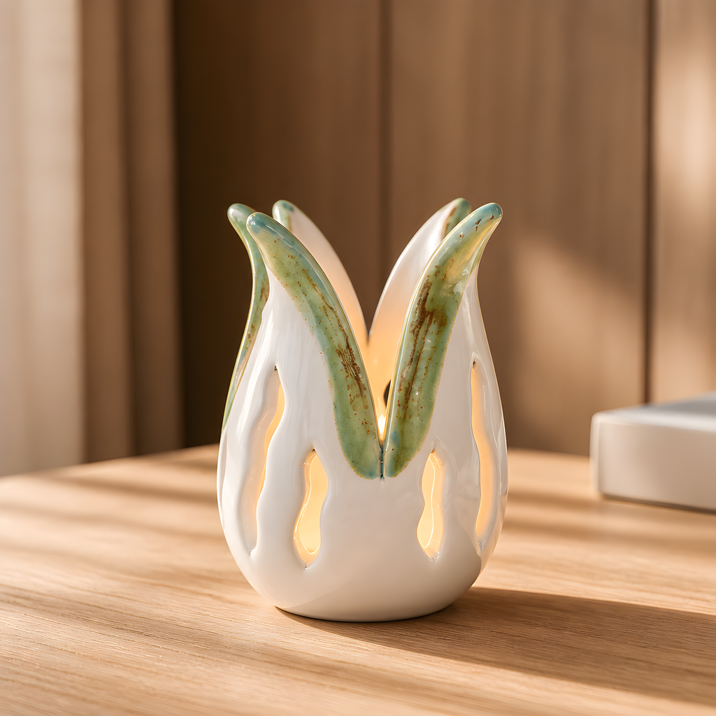 Handcrafted Ceramic Tulip Tealight Holder — Cyprus