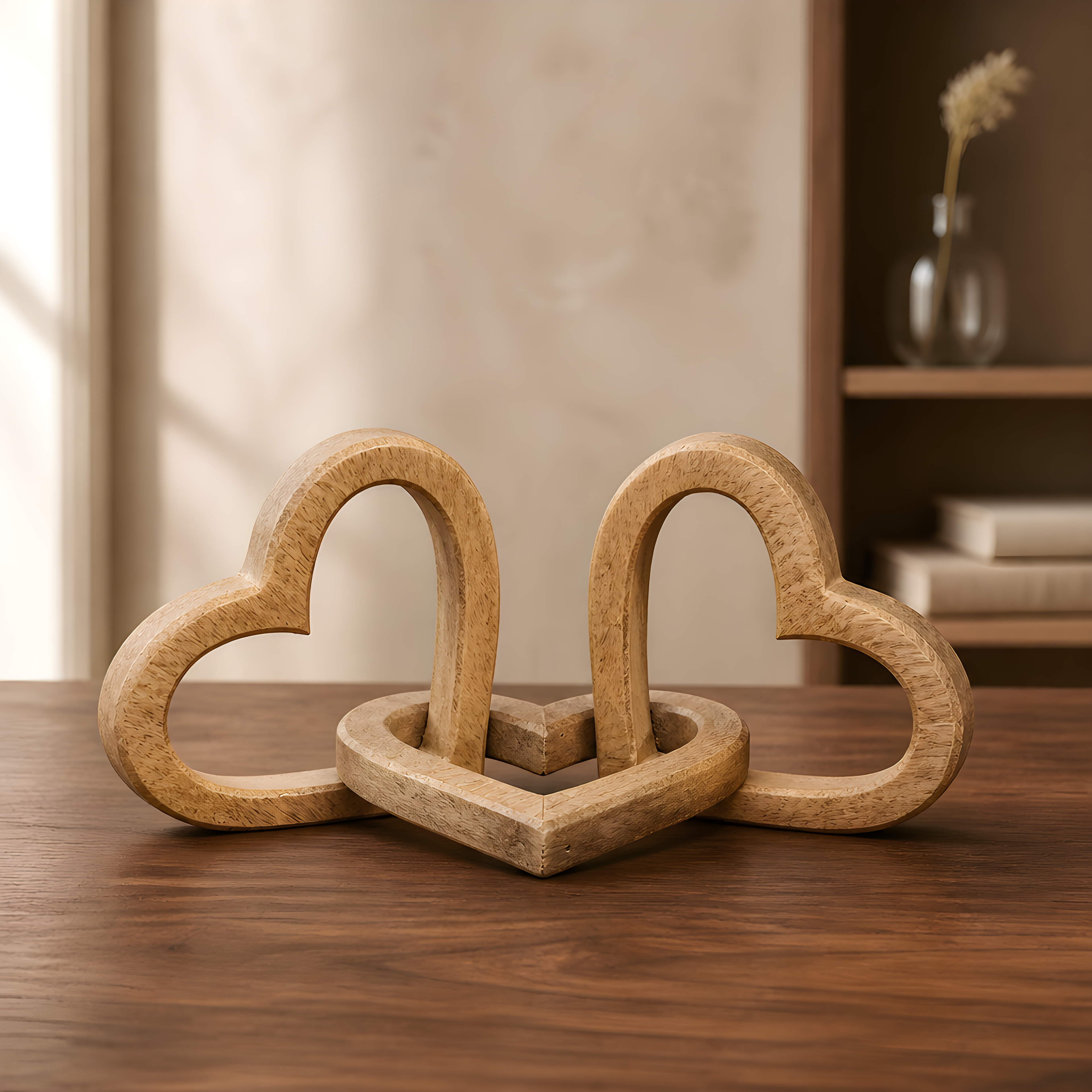 Wooden Heart Chain, 30cm – Rustic Natural Wood Hanging Decoration