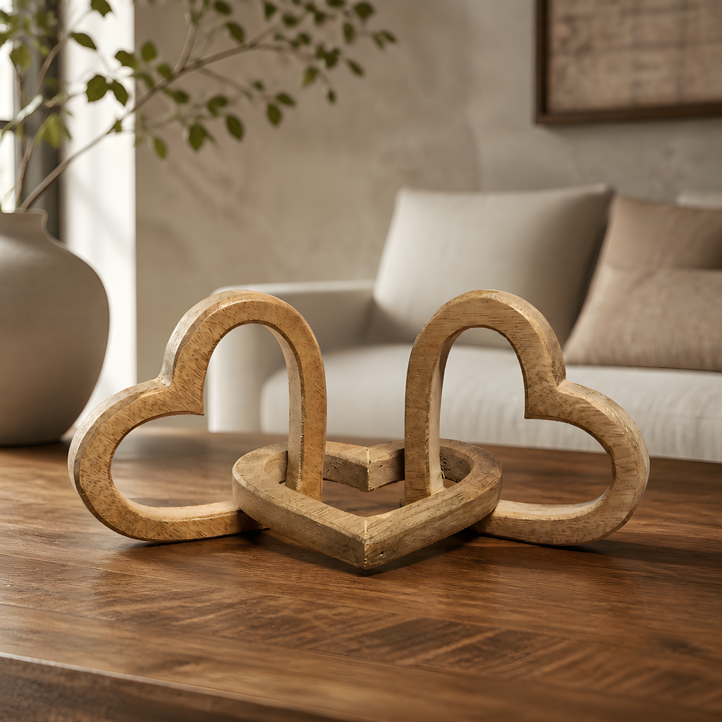 Wooden Heart Chain, 30cm – Rustic Natural Wood Hanging Decoration