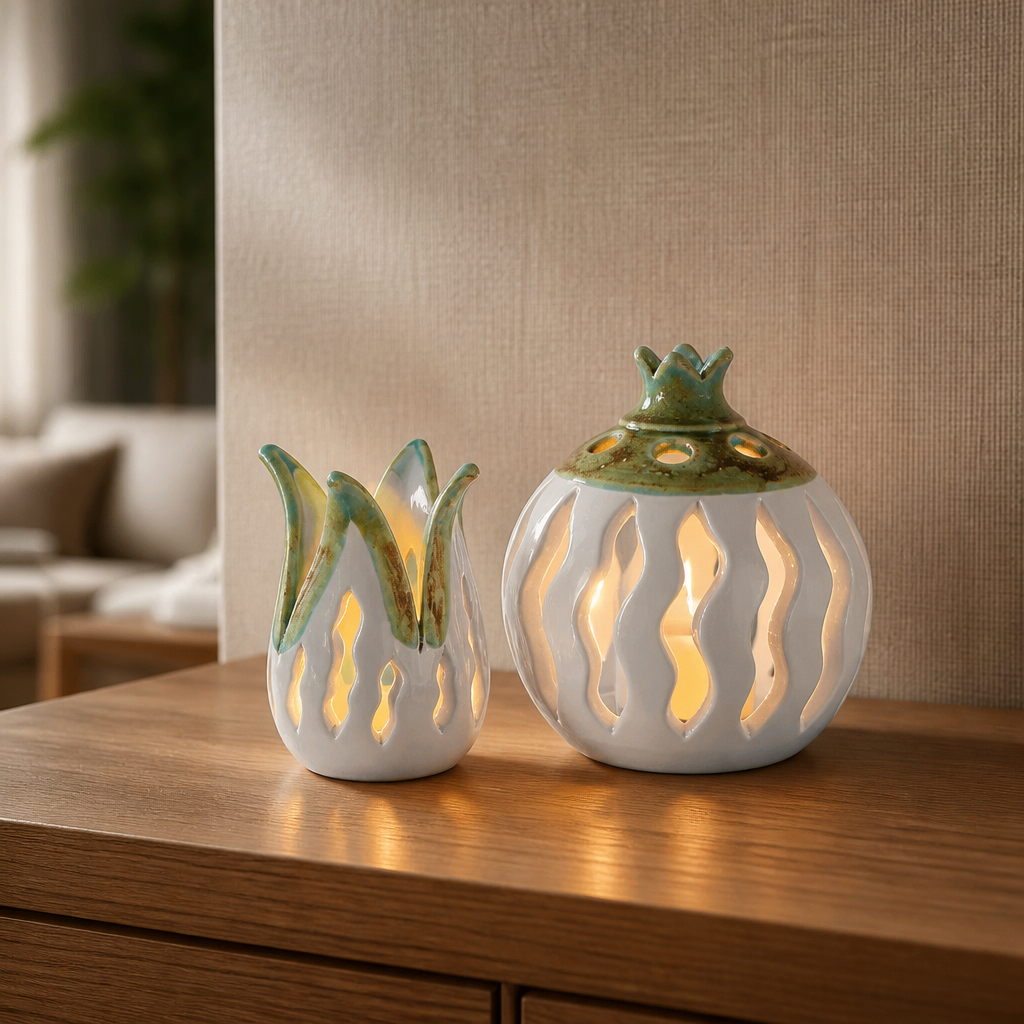 Handcrafted Ceramic Tulip Tealight Holder — Cyprus