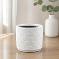 Ceramic White Heart Planter, 12cm – Glazed Stoneware with Repeat Heart Motif