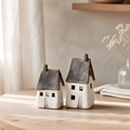 Speckled white windlight house ornament