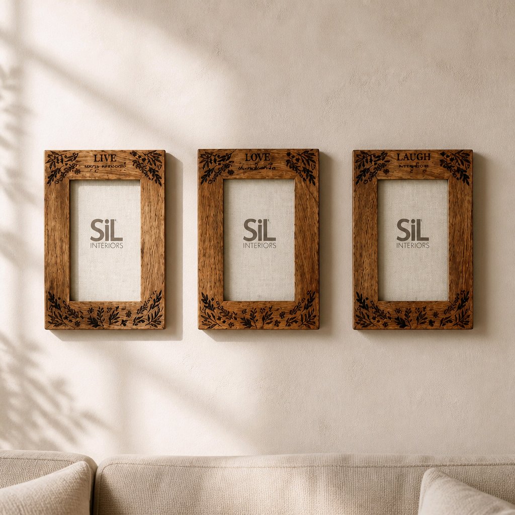 Rustic Wooden Floral Frames – Live, Laugh, Love Quotes