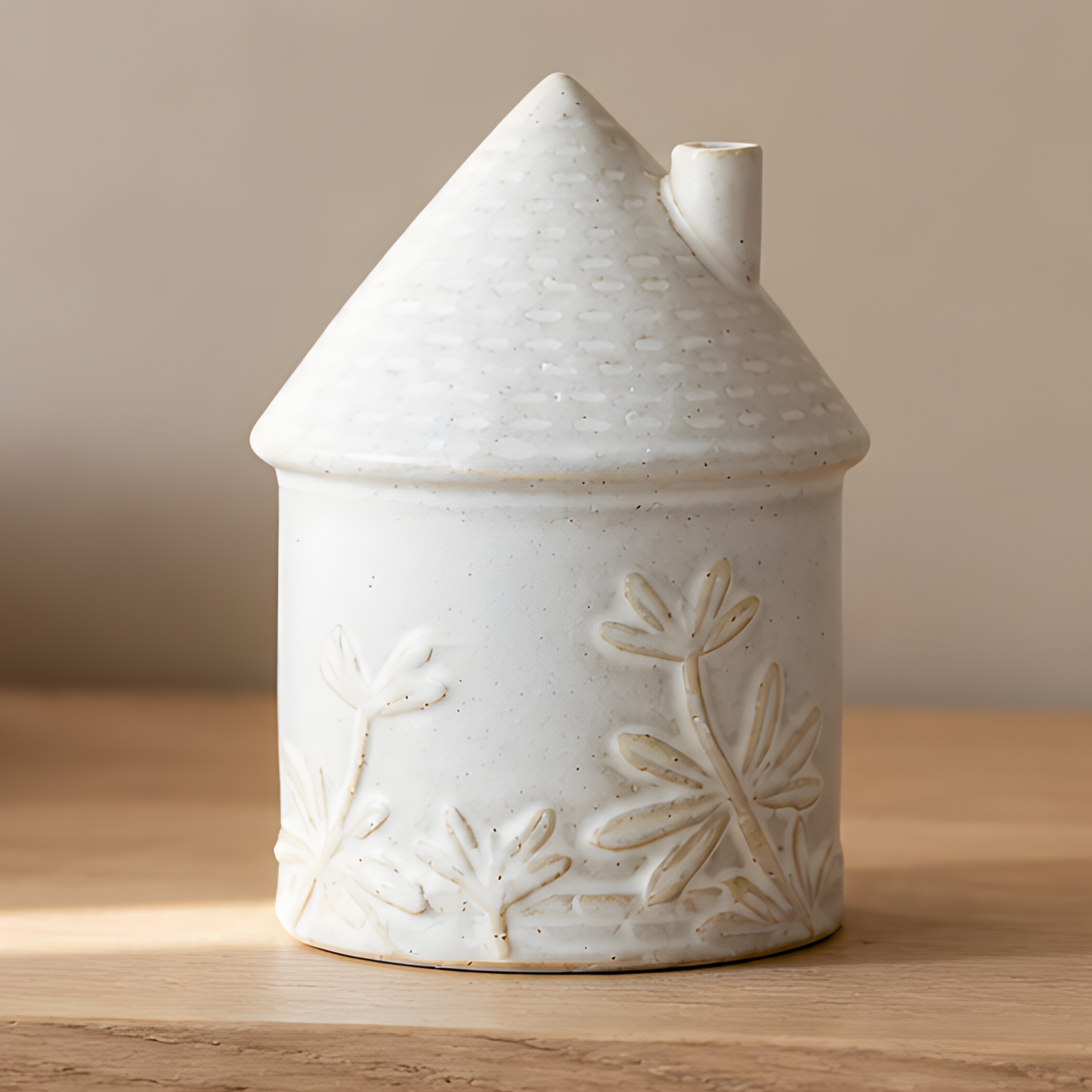 Ceramic House Ornament with Flower Detailing, 11cm
