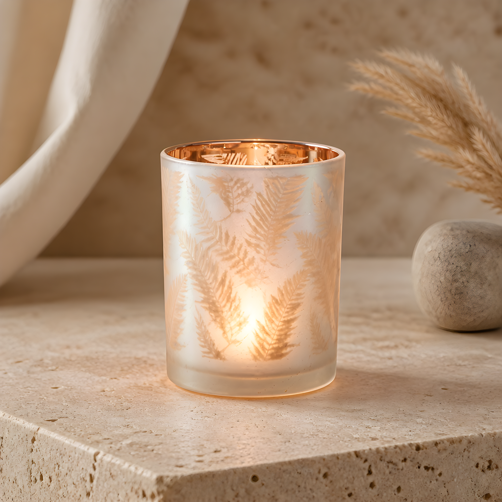 Smoked Glass Candle Holder, 12.5cm