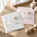 New Baby Card with Wooden Scrabble Letter Tile, Elephant Design , 15cm x 15cm