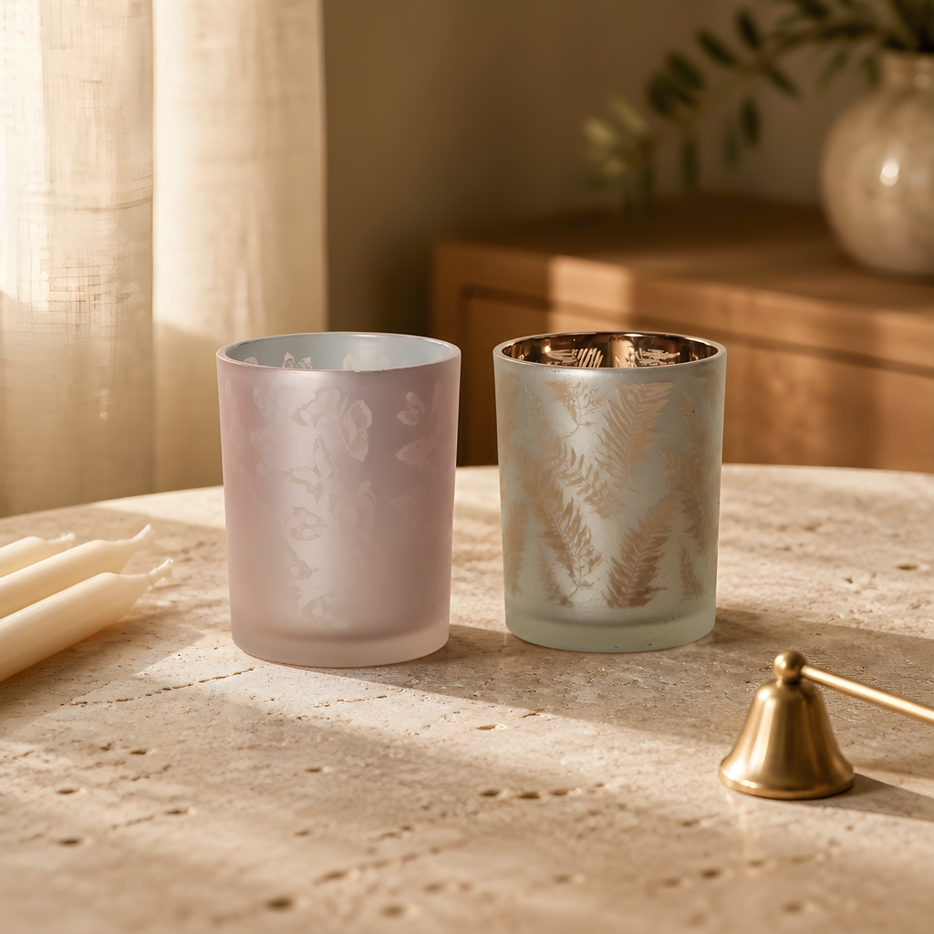 Smoked Glass Candle Holder, 12.5cm