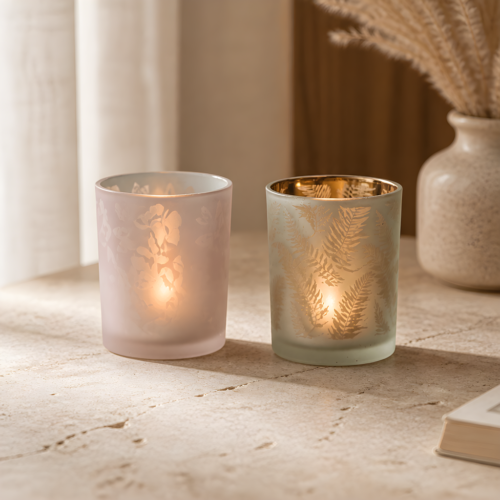 Smoked Glass Candle Holder, 12.5cm