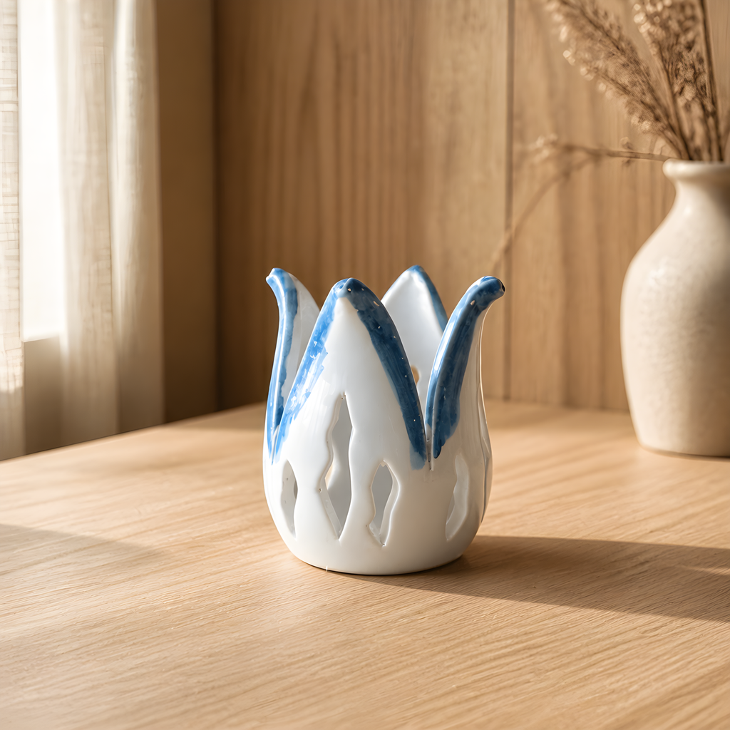 Handcrafted Ceramic Tulip Tealight Holder — Cyprus