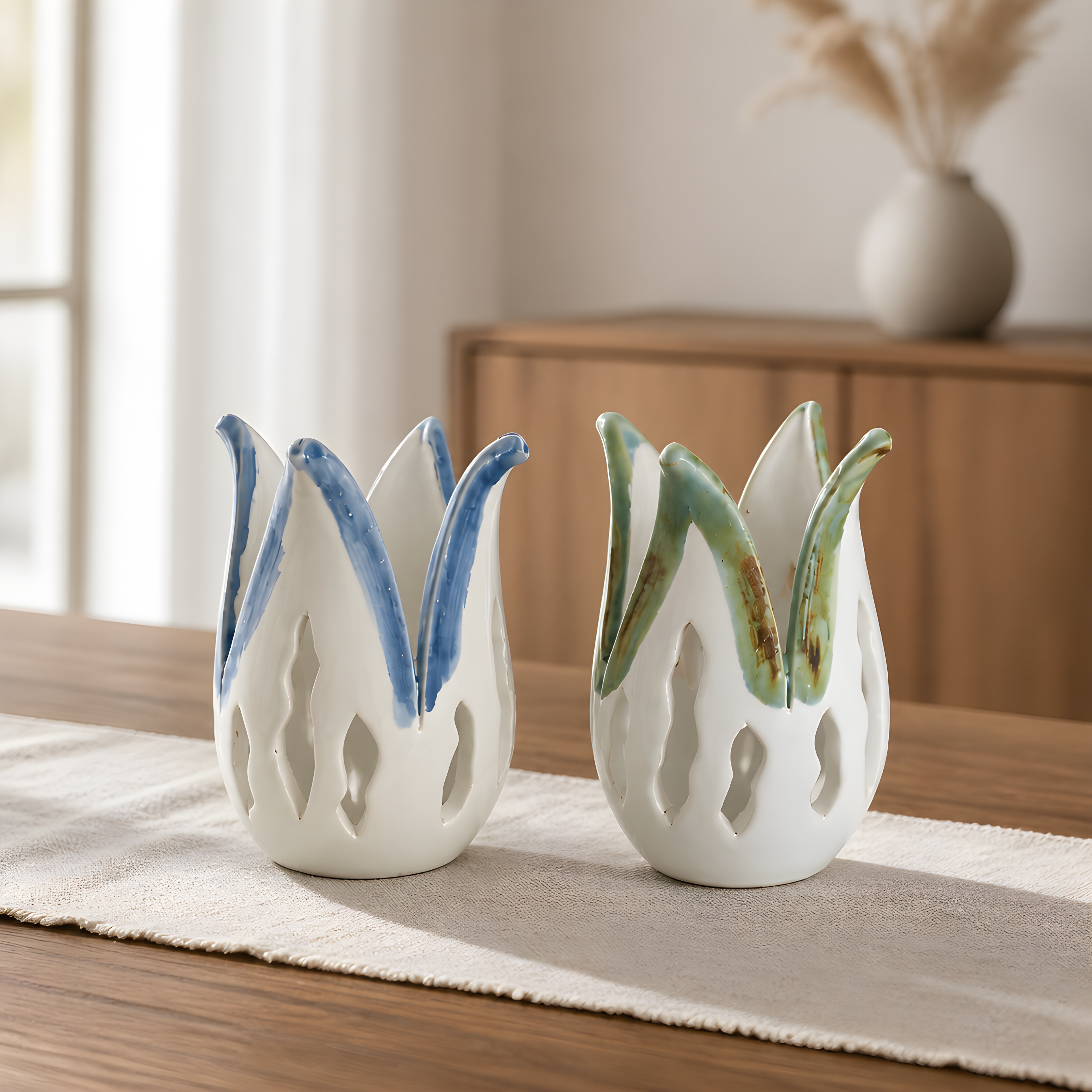 Handcrafted Ceramic Tulip Tealight Holder — Cyprus