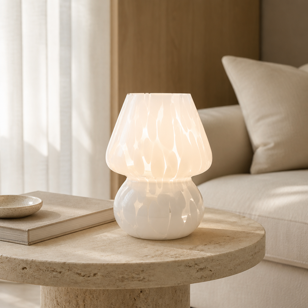 Glass Lamp : White Confetti