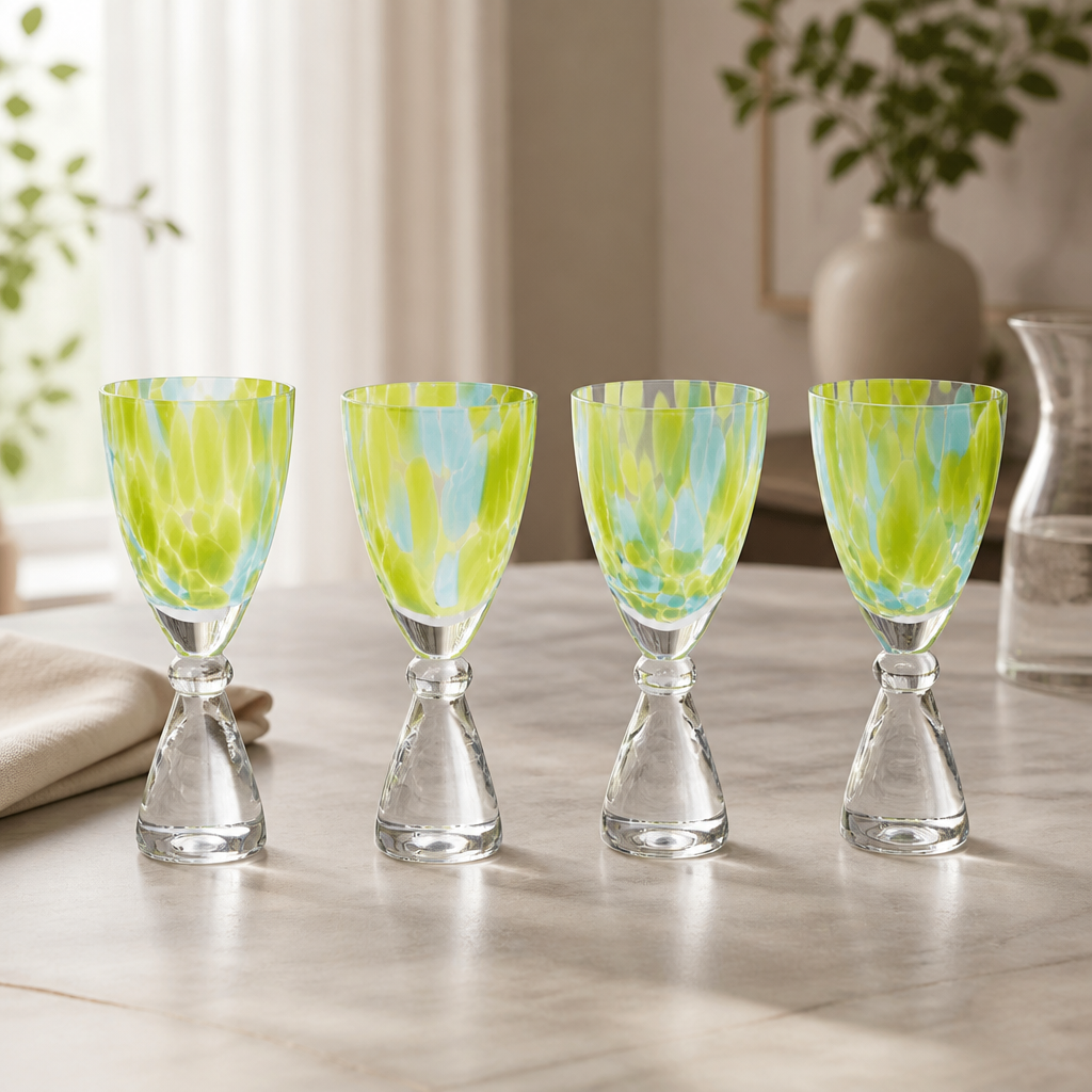 Champagne Glass : Lime Green & Ocean Blue