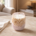 Stemless Wine Glass Candle : Taupe & Bronze Print (Seychelles)