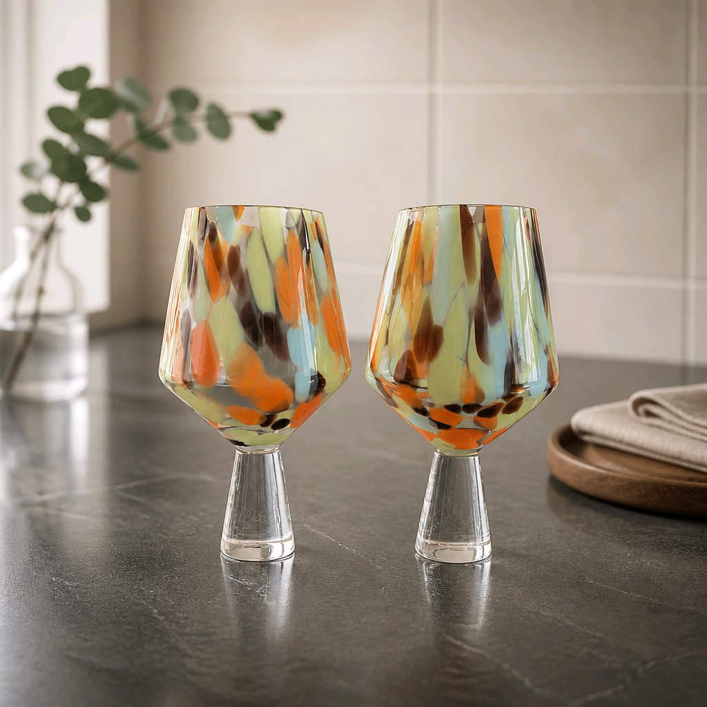 Large Drinking / Gin Glass : Citrus Orange