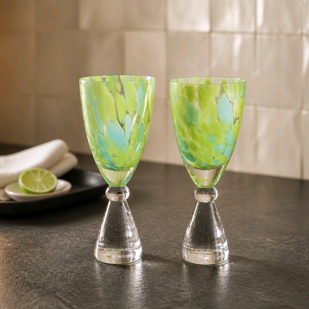 Champagne Glass : Lime Green & Ocean Blue