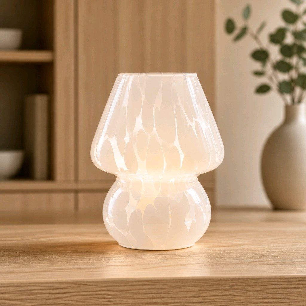 Glass Lamp : White Confetti