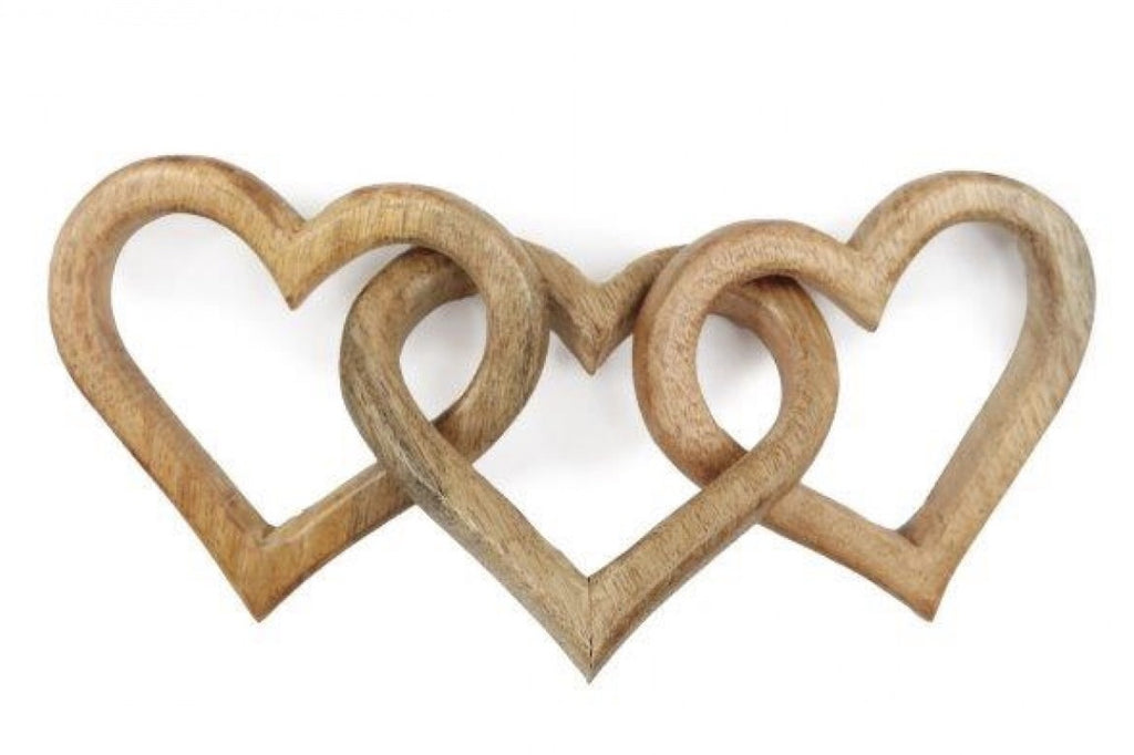 Wooden Heart Chain, 30cm – Rustic Natural Wood Hanging Decoration
