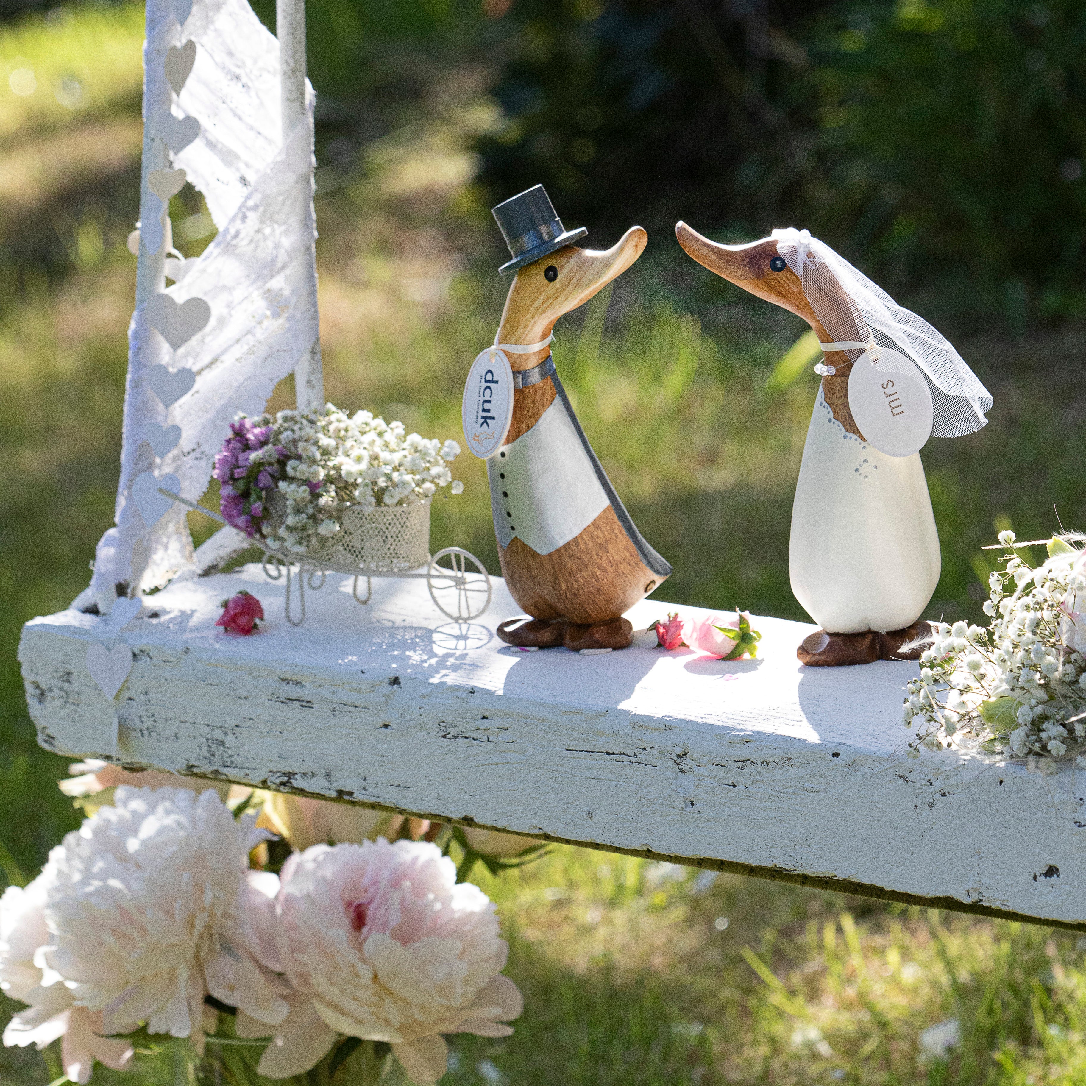 Wedding Ducklings by Dcuk - Personalised Handcrafted Bamboo Root Figurines