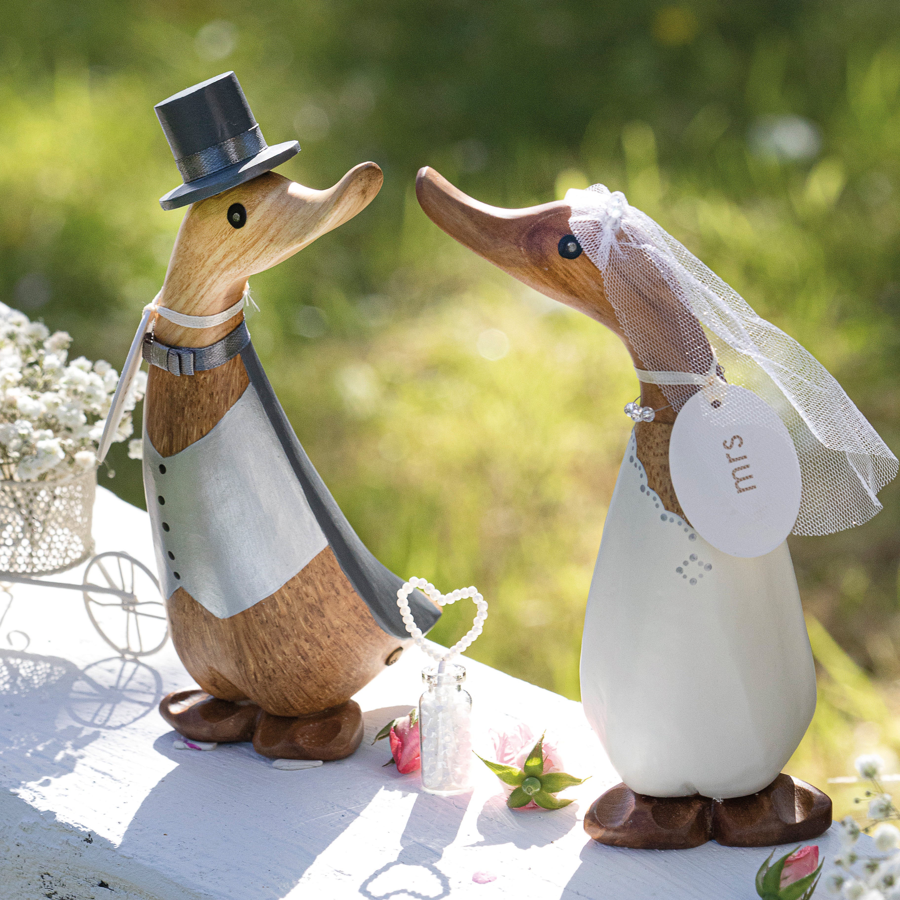 Wedding Ducklings by Dcuk - Personalised Handcrafted Bamboo Root Figurines