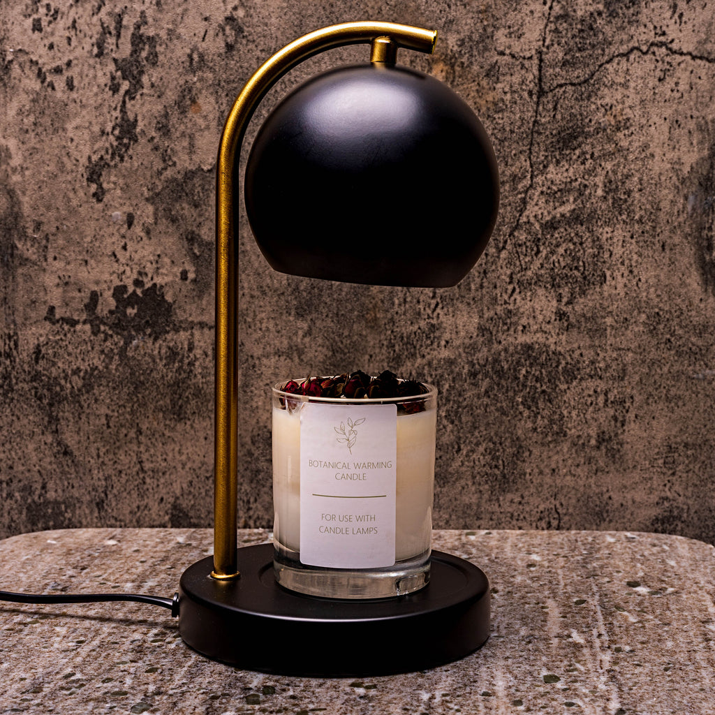 Candle Warmer Lamp – Glass Shade with Dimmer & Timer - Matt Black