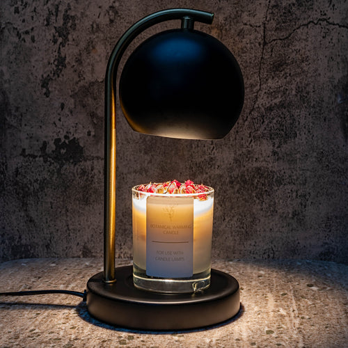 Candle Warmer Lamp – Glass Shade with Dimmer & Timer - Matt Black