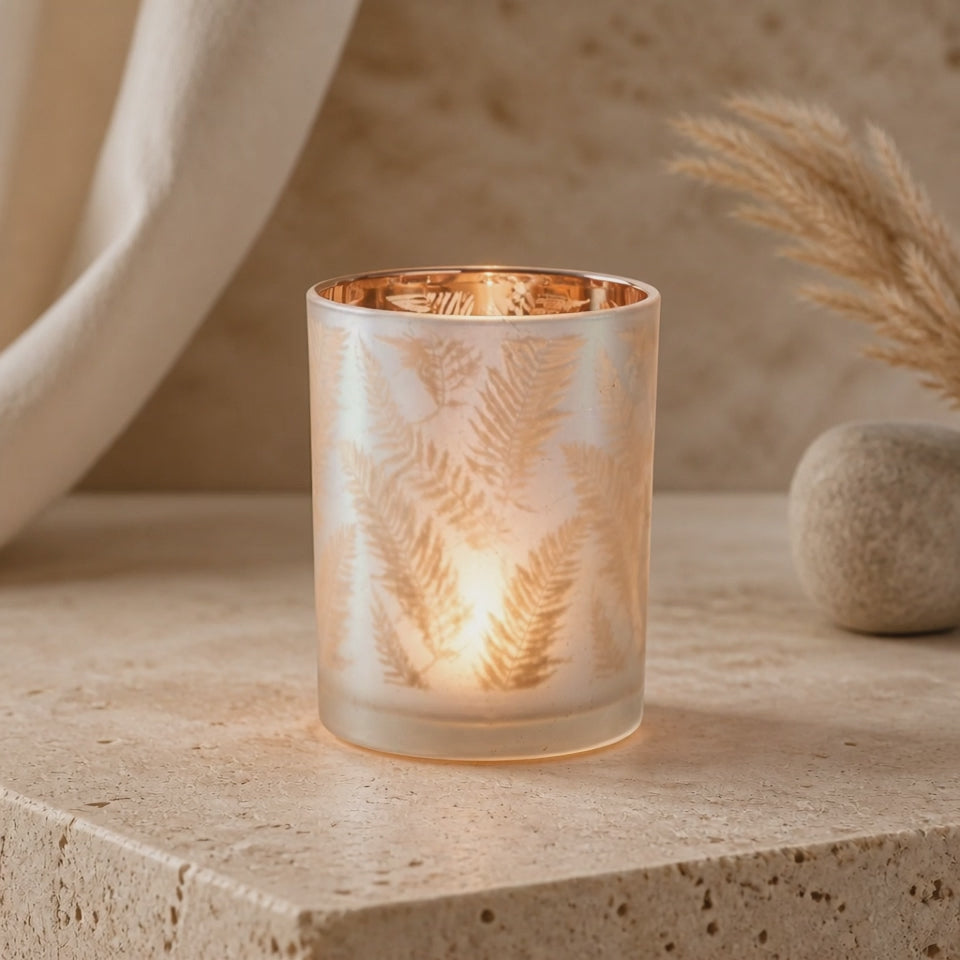 Smoked Glass Candle Holder, 12.5cm