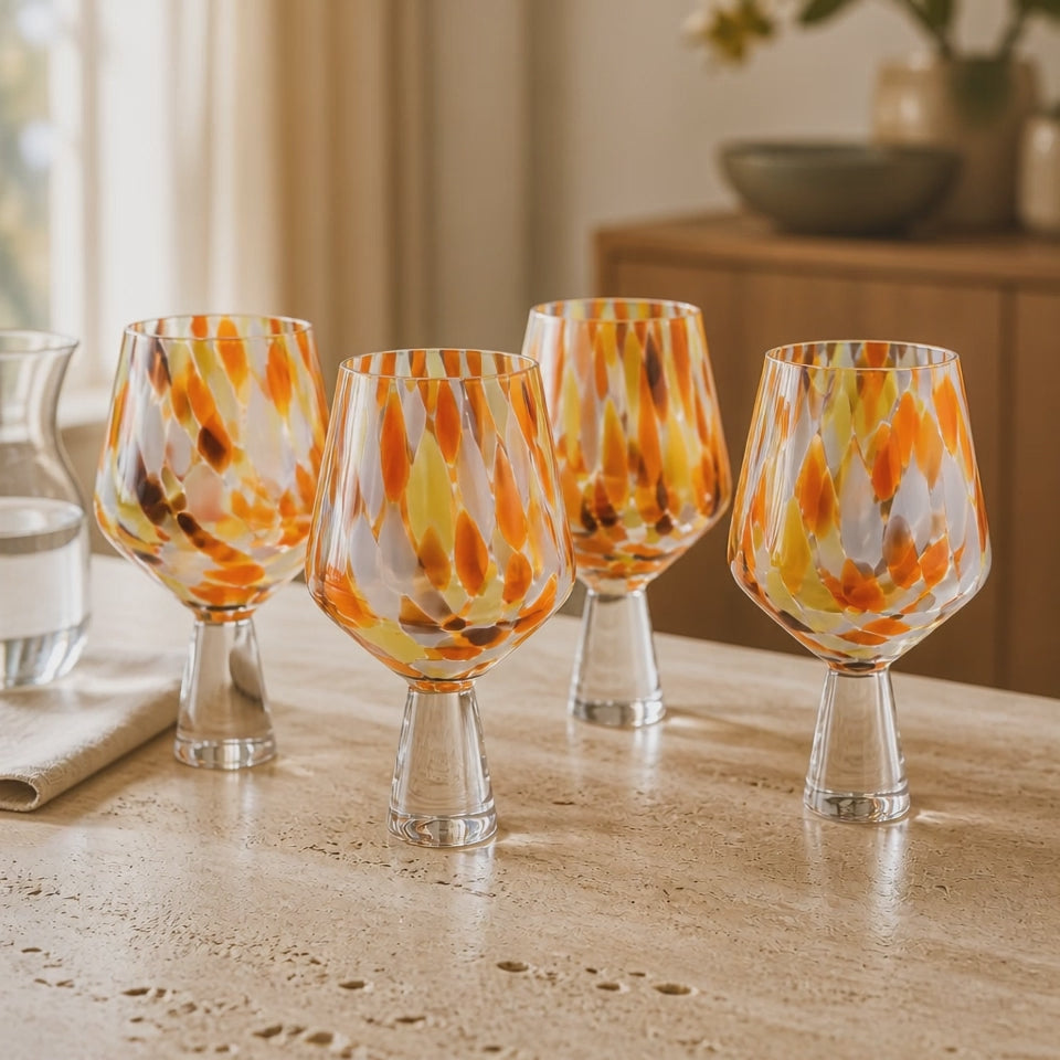 Large Drinking / Gin Glass : Citrus Orange