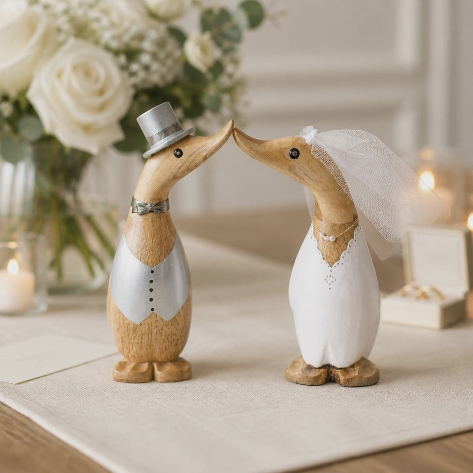 Wedding Ducklings by Dcuk - Personalised Handcrafted Bamboo Root Figurines